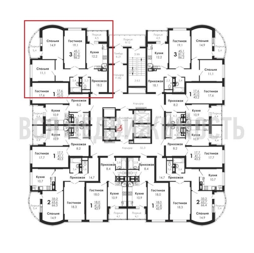 3-комнатная квартира, 86.2кв.м - изображение 1