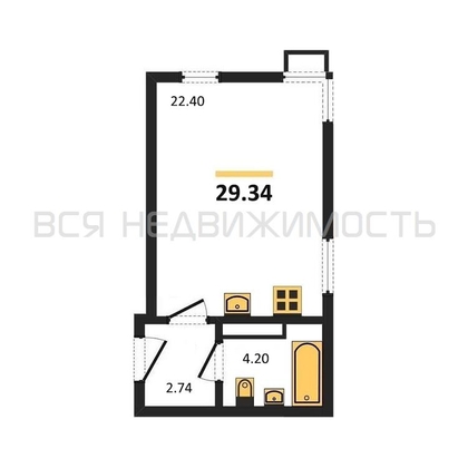 квартира-студия, 29,34кв.м. - изображение