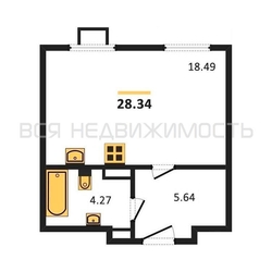 квартира-студия, 28,34кв.м. квартира-студия, 28,34кв.м. - изображение 1