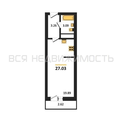 квартира-студия, 27,03кв.м. - изображение