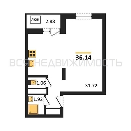 квартира-студия, 36,14кв.м. - изображение