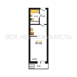 квартира-студия, 27,12кв.м. квартира-студия, 27,12кв.м. - изображение 1