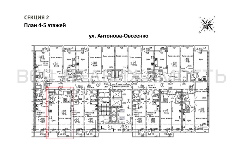 1-комнатная квартира, 42.11кв.м - изображение 1