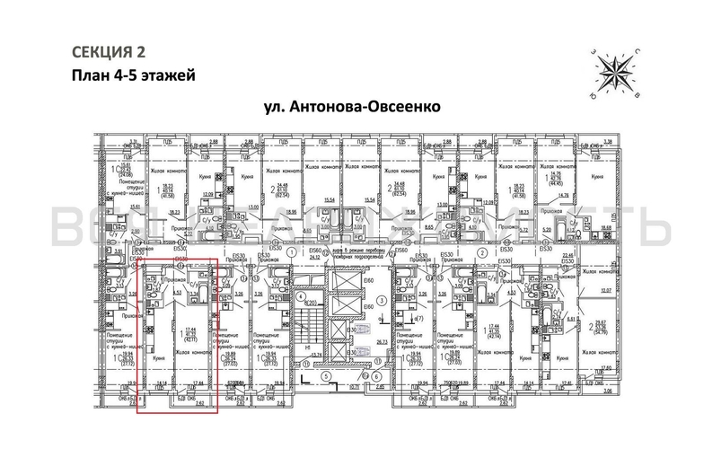 1-комнатная квартира, 42.11кв.м - изображение 1