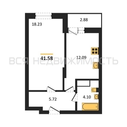 1-комнатная квартира, 41.58кв.м - изображение 1
