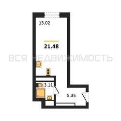 квартира-студия, 21,48кв.м. - изображение 1