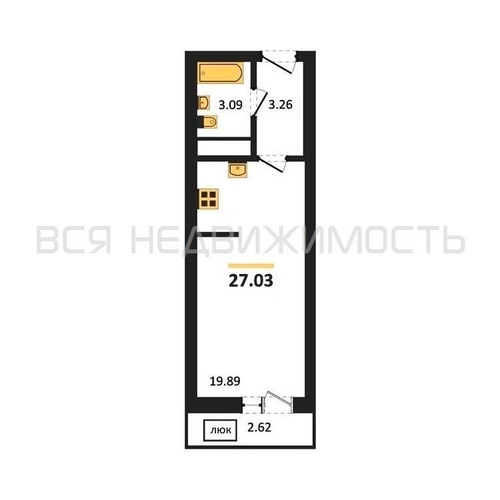 квартира-студия, 27,03кв.м. - изображение 0