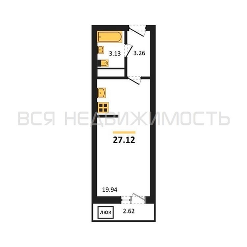 квартира-студия, 27,12кв.м. - изображение 0