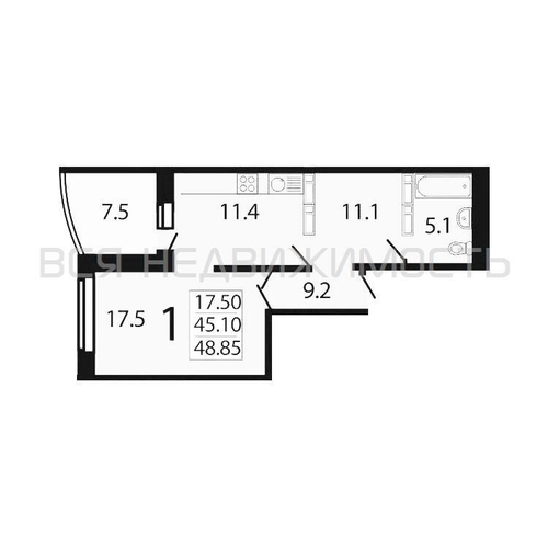 1к, 17/17 М, Воронеж, Советский, Пеше-Стрелецкая ул, дом 58, к.3, 43.4 кв.м - изображение 19