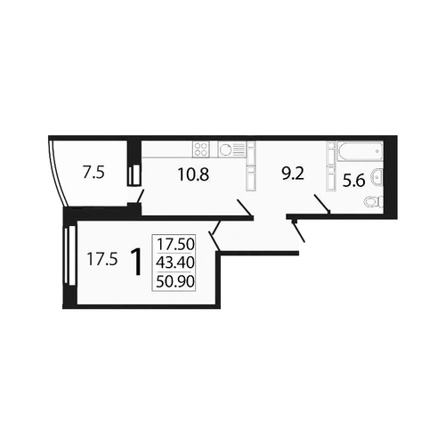 1к, 17/17 М, Воронеж, Советский, Пеше-Стрелецкая ул, дом 58, к.3, 43.4 кв.м - изображение 19